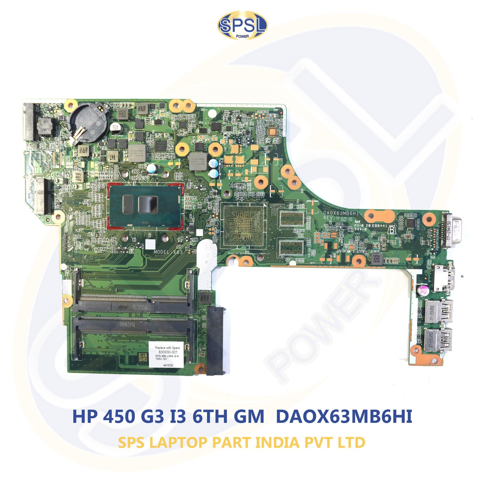 HP 450 G3 I3 6TH GM DAOX63MB6HI LAPTOP MOTHERBOARD
