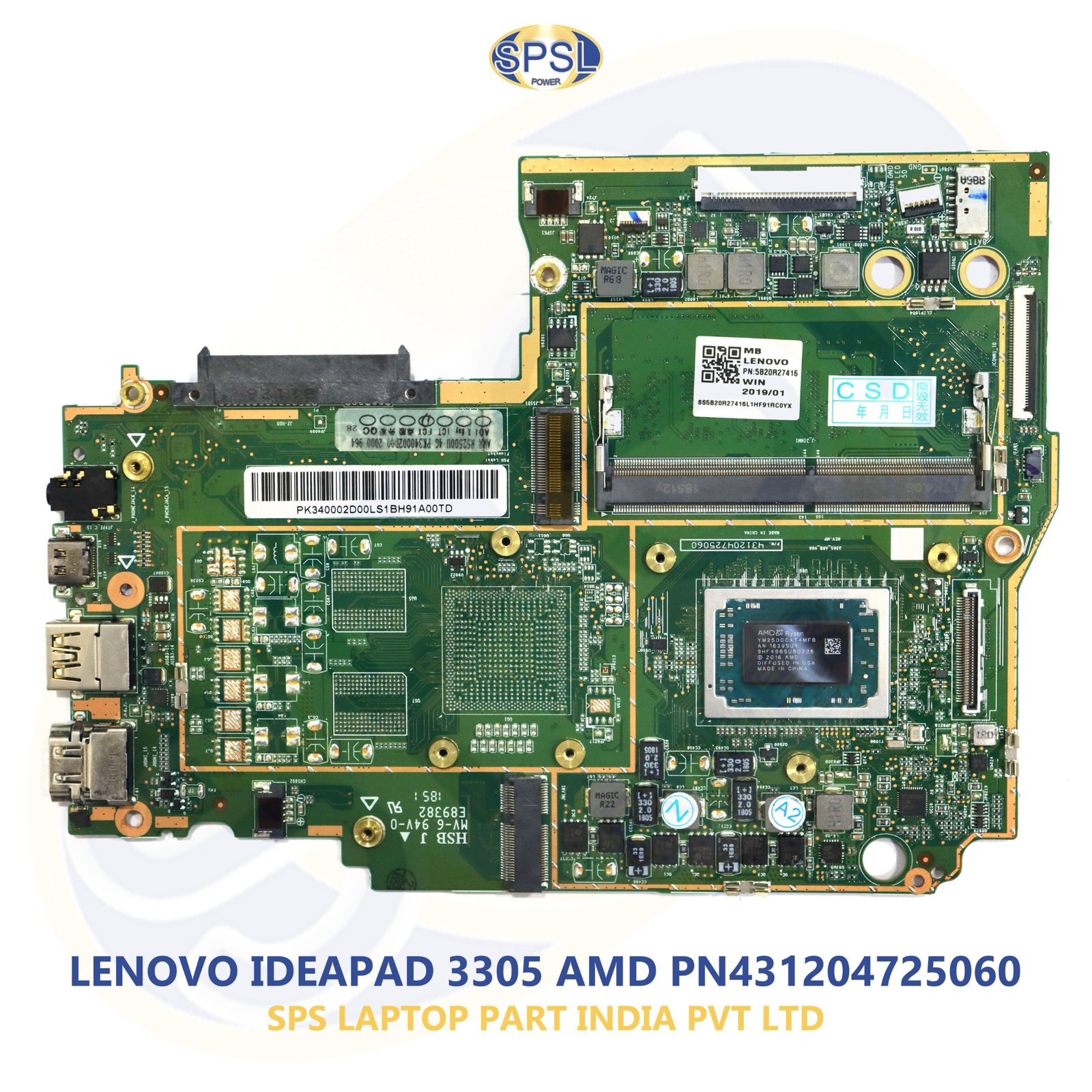 LENOVO IDEAPAD 3305 AMD PN 431204725060 LAPTOP MOTHERBOARD